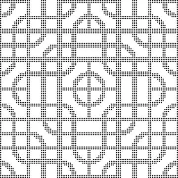 Halftone round black seamless background curve round corner square cross Illustrazione stock