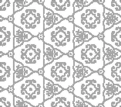 Halftone round black seamless background triangle spiral cross pattern Stock Illustration
