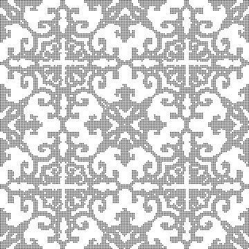 Halftone round black seamless background curve spiral cross Illustrazione stock