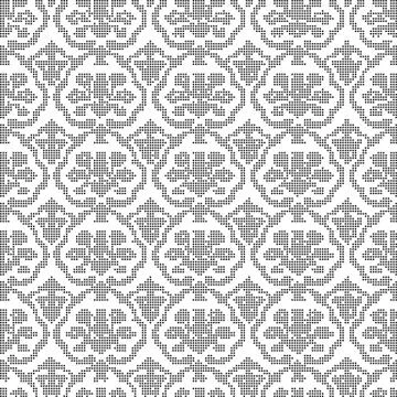Halftone round black seamless background curve cross frame flower Stock Illustration