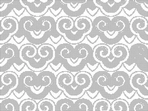 Halftone round black seamless background spiral curve cross retro Japanese pa Stock Illustration