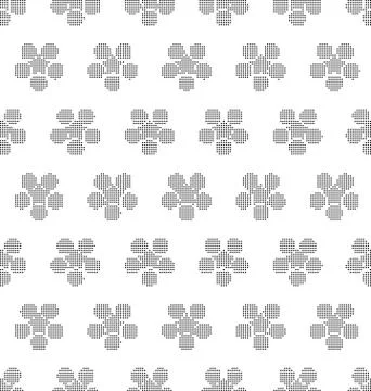 Halftone round black seamless background retro Japanese round flower chintz イラスト素材