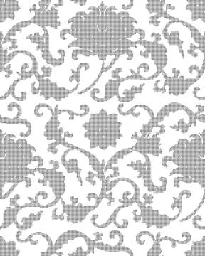 Halftone round black seamless background botanic garden spiral cross leaf vin Stock Illustration