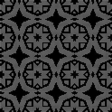 Halftone round black seamless background polygon geometry cross Stock Illustration