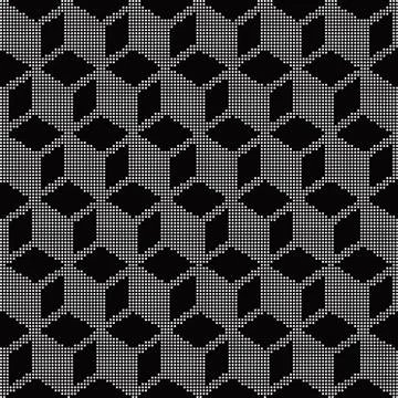 Halftone round black seamless background cubic square geometry Stock Illustration