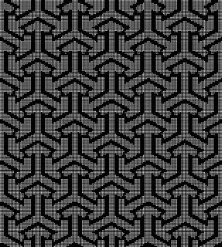 Halftone round black seamless background arrow triangle cross Illustrazione stock