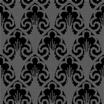 Halftone round black seamless background curve cross spiral leaf Stock Illustration