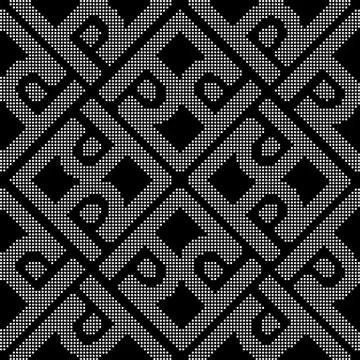 Halftone round black seamless background cross spiral frame check Stock Illustration