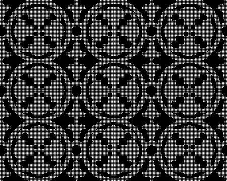 Halftone round black seamless background round geometry cross curve Stock Illustration