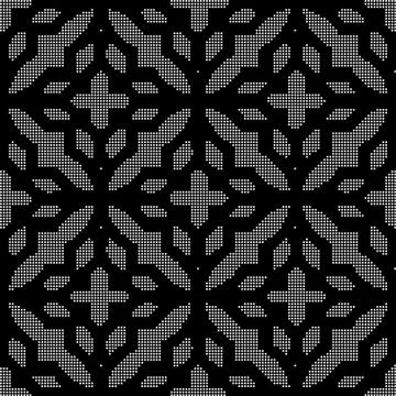 Halftone round black seamless background polygon cross geometry Stock Illustration