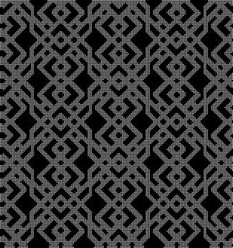 Halftone round black seamless background diamond check cross chain Stock Illustration