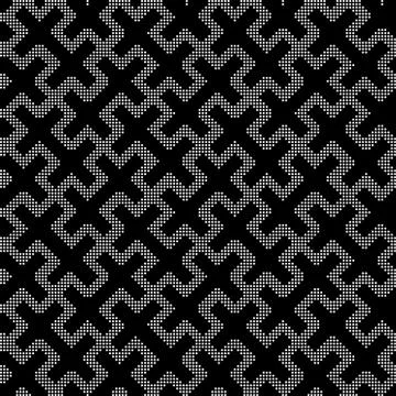 Halftone round black seamless background double cross square lattice Stock Illustration