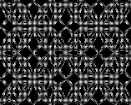 Halftone round black seamless background curve round cross frame Stock Illustration
