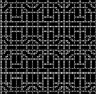 Halftone round black seamless background curve corner square cross lattice Illustrazione stock