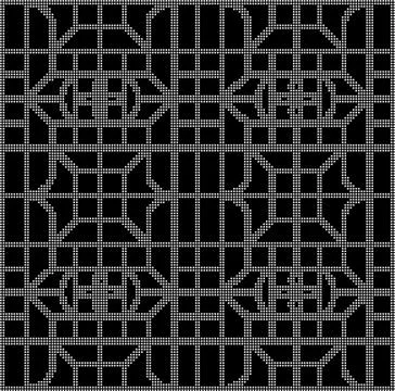 Halftone round black seamless background curve square polygon cross Stock Illustration