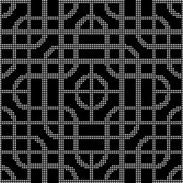 Halftone round black seamless background curve round corner square cross Illustrazione stock