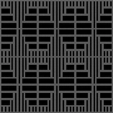 Halftone round black seamless background square line tracery Stock Illustration