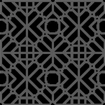 Halftone round black seamless background round diamond geometry check Stock Illustration