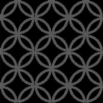 Halftone round black seamless background retro round cross frame chain Stock Illustration
