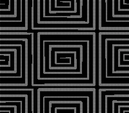 Halftone round black seamless background spiral square vortex geometry cross  Stock Illustration