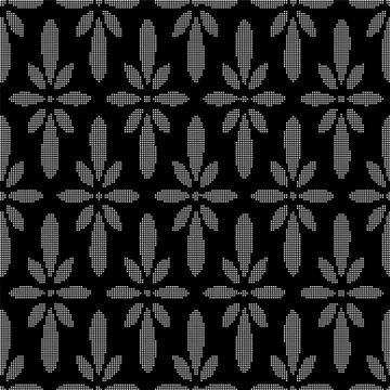Halftone round black seamless background Japanese flower cross chintz イラスト素材