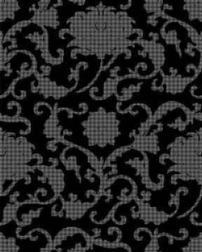 Halftone round black seamless background botanic garden spiral cross leaf vin Illustrazione stock