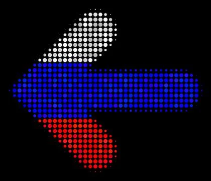 Halftone Russian Arrow Left Icon Stock Illustration