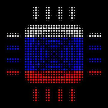 Halftone Russian Asic Processor Icon Stock Illustration