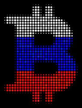 Halftone Russian Bitcoin Icon Stock Illustration