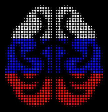 Halftone Russian Brain Icon Stock Illustration