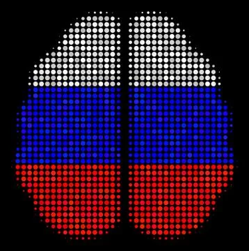 Halftone Russian Brain Icon Stock Illustration