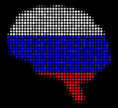 Halftone Russian Brain Icon Stock Illustration