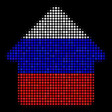 Halftone Russian Cabin Icon Stock Illustration