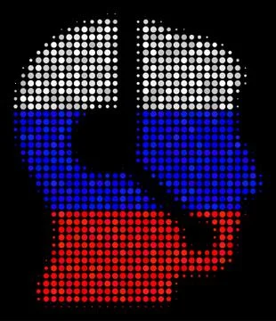 Halftone Russian Call Center Operator Icon Stock Illustration