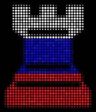 Halftone Russian Chess Tower Icon Stock Illustration