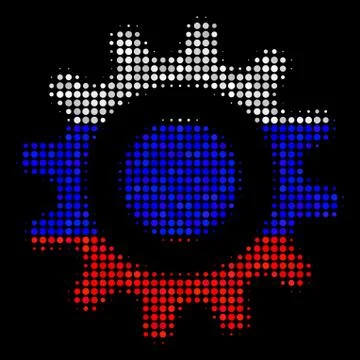 Halftone Russian Cogwheel Icon Stock Illustration
