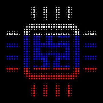 Halftone Russian Cpu Circuit Icon Stock Illustration