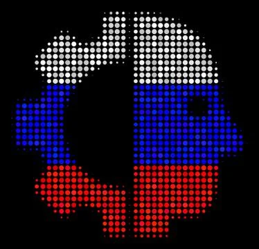 Halftone Russian Cyborg Head Icon Stock Illustration