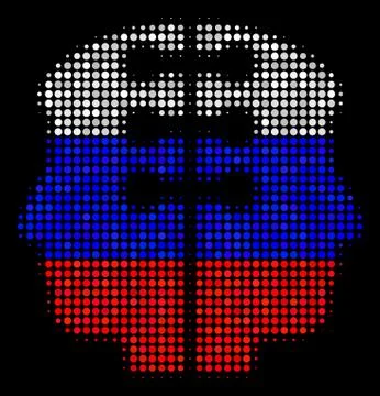 Halftone Russian Dual Head Interface Icon Ilustração Stock
