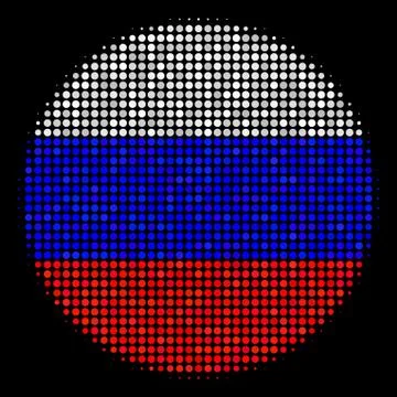 Halftone Russian Filled Circle Icon Stock Illustration