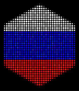 Halftone Russian Filled Hexagon Icon Stock Illustration