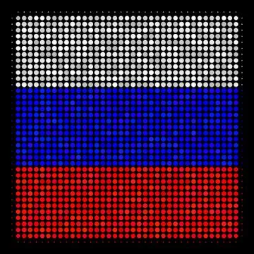 Halftone Russian Filled Square Icon Stock Illustration