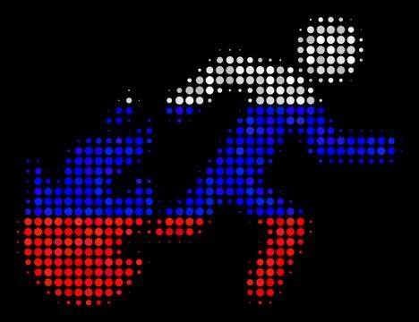 Halftone Russian Fired Running Man Icon イラスト素材