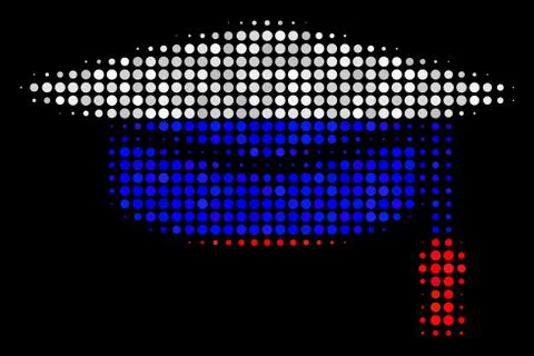Halftone Russian Graduation Cap Icon Stock Illustration