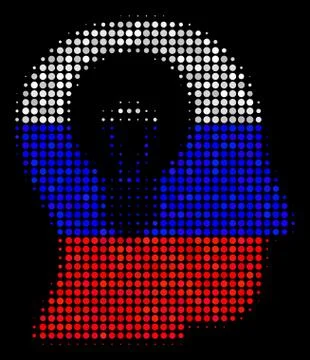 Halftone Russian Intellect Bulb Icon Stock Illustration