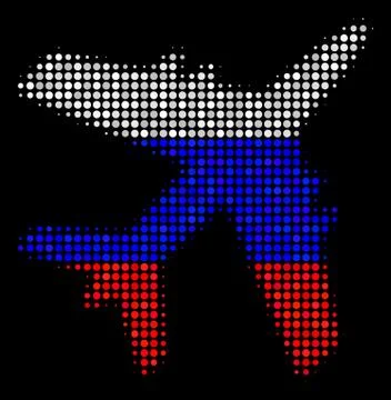 Halftone Russian Jet Plane Icon Stock Illustration