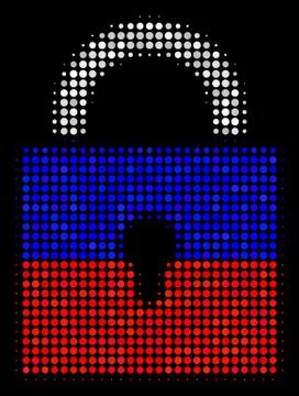 Halftone Russian Lock Icon Stock Illustration
