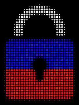 Halftone Russian Lock Icon Stock Illustration