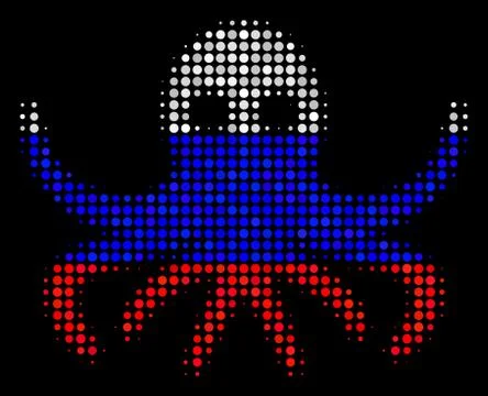 Halftone Russian Octopus Icon Stock Illustration