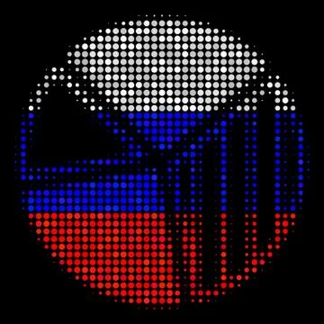Halftone Russian Pie Chart Icon Stock Illustration